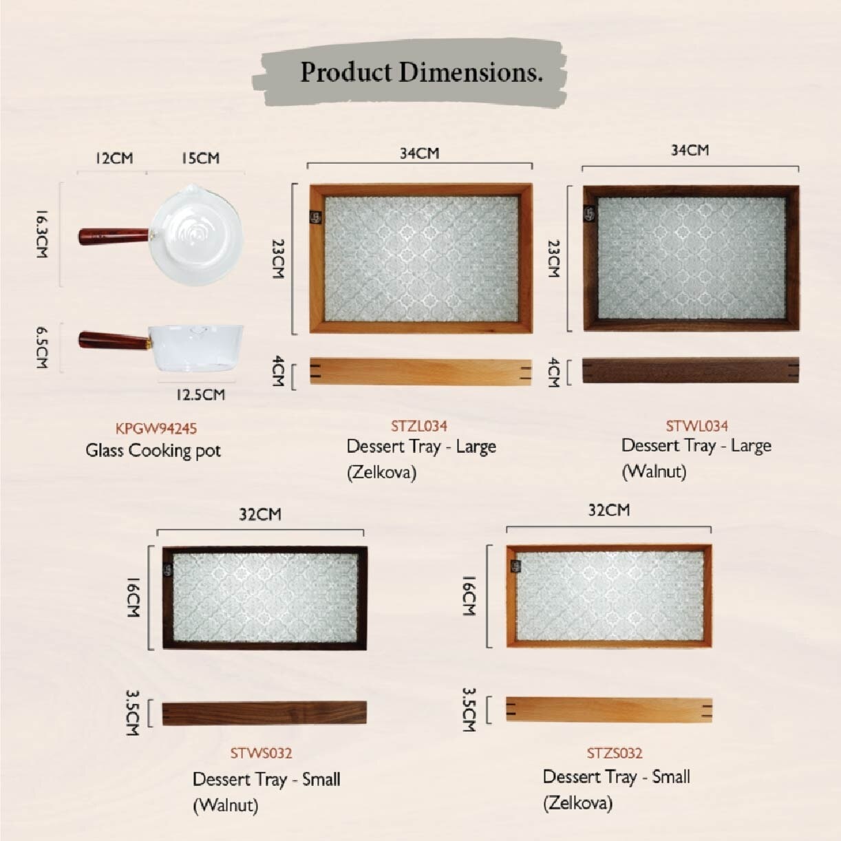 Shinrin Zelkova Dessert Tray Large  TWGZ65340 1s