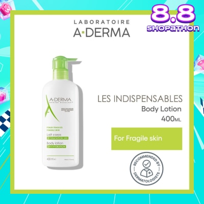 ADERMA Moisturising Body Lotion Soothes & Moisturises 24 Hours (Quickly Absorbed Texture) 400ml