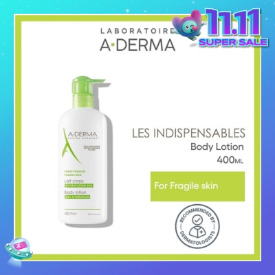 ADERMA Moisturising Body Lotion Soothes & Moisturises 24 Hours (Quickly Absorbed Texture) 400ml