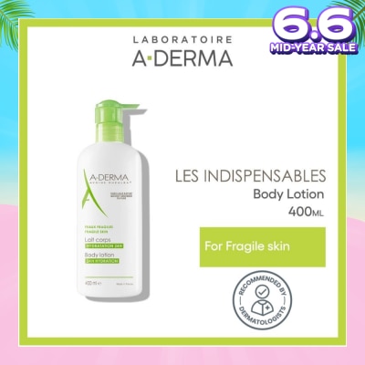 ADERMA Moisturising Body Lotion Soothes & Moisturises 24 Hours (Quickly Absorbed Texture) 400ml