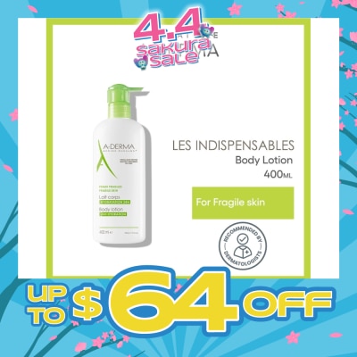 ADERMA - Moisturising Body Lotion Soothes & Moisturises 24 Hours (Quickly Absorbed Texture) 400ml