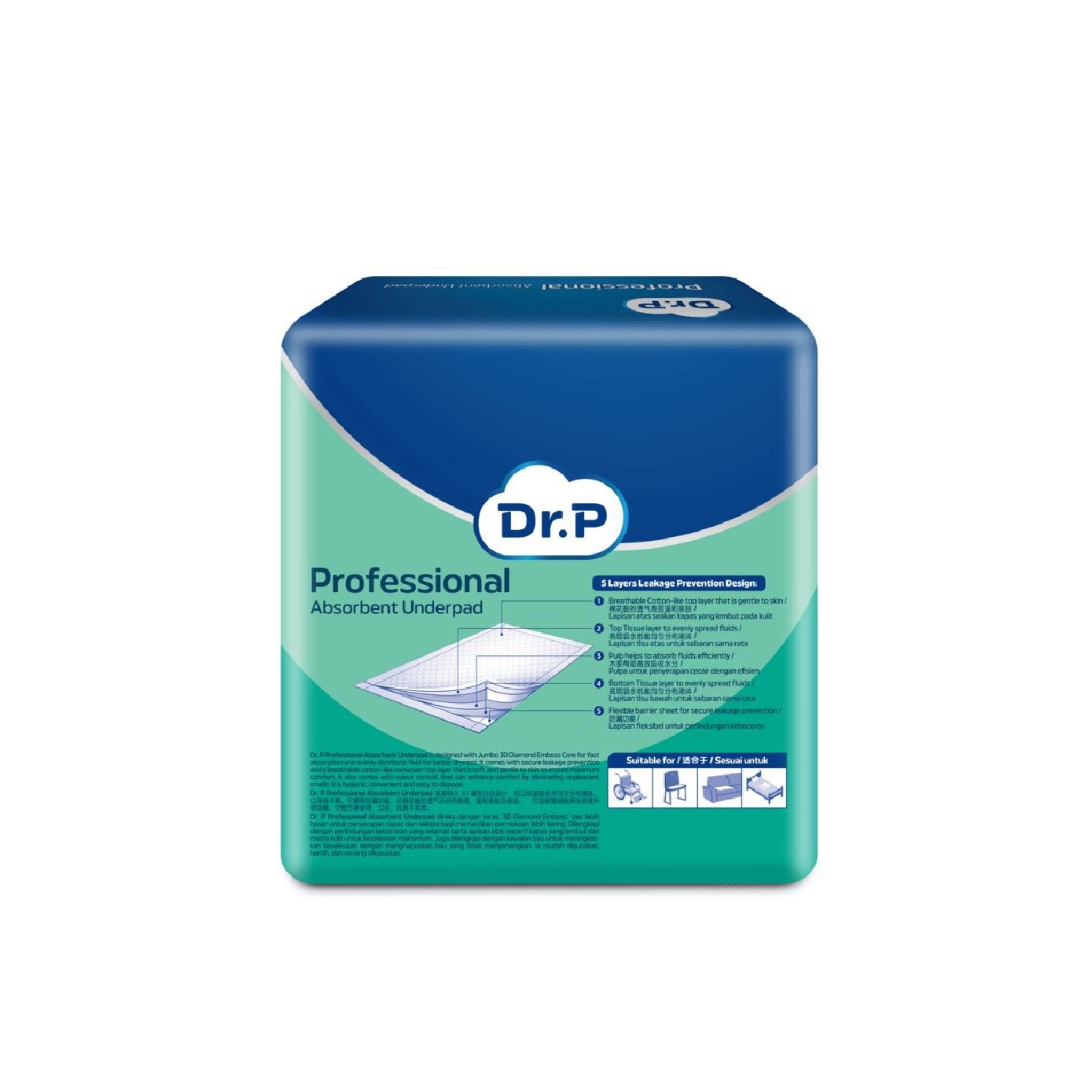 Professional Absorbent Underpad M (60cm x 40cm) 15s