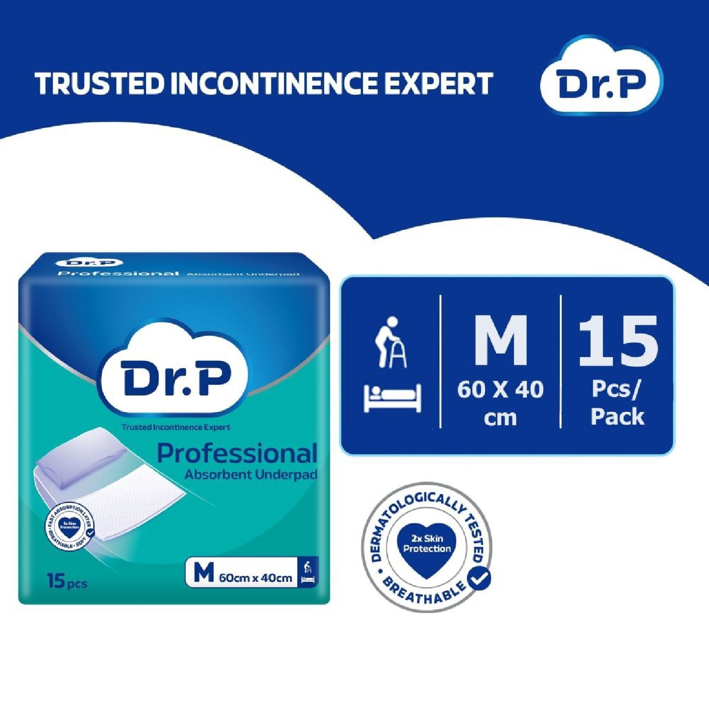 Professional Absorbent Underpad M (60cm x 40cm) 15s