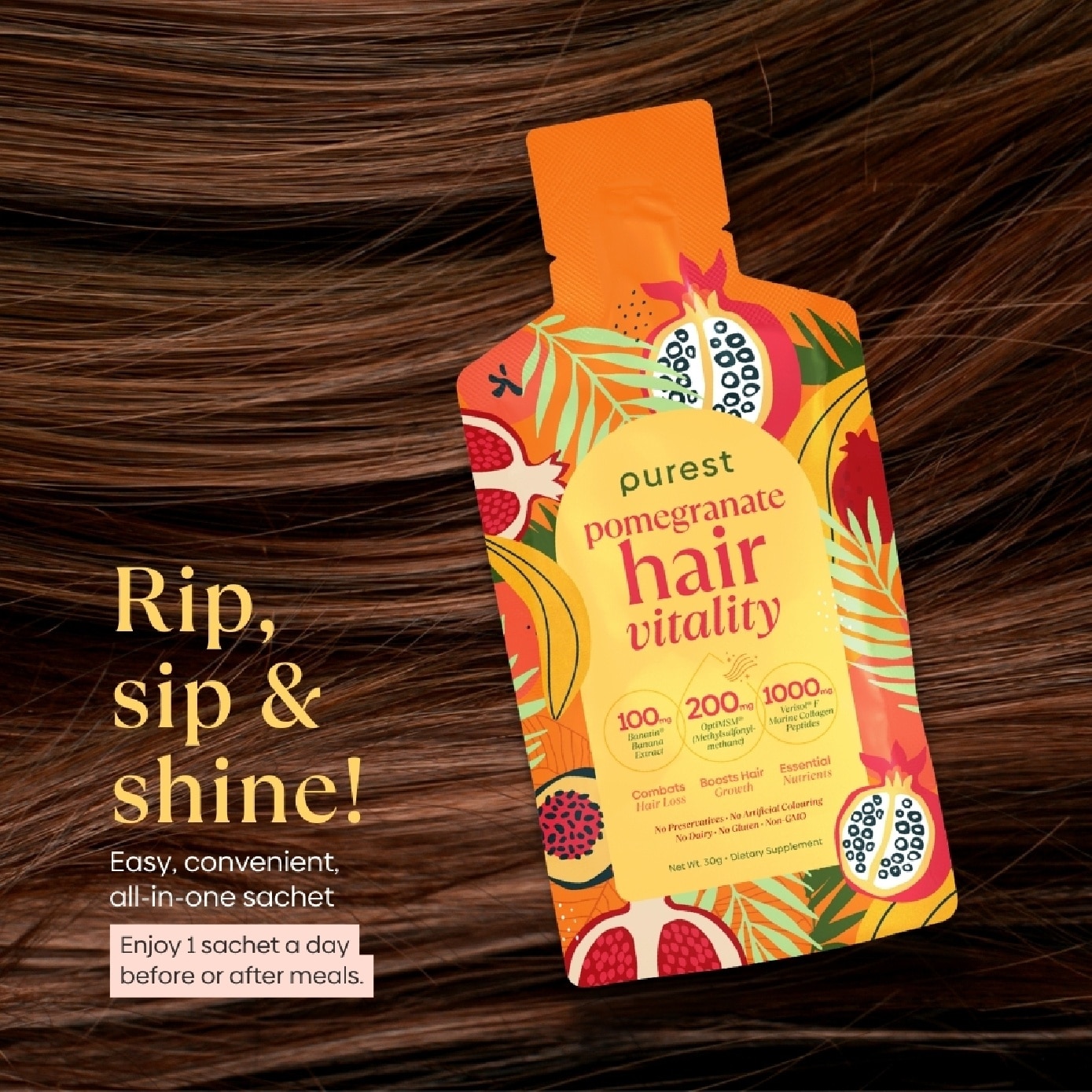 Pomegranate Hair Vitality Dietary Supplement Sachet 30g x 15s