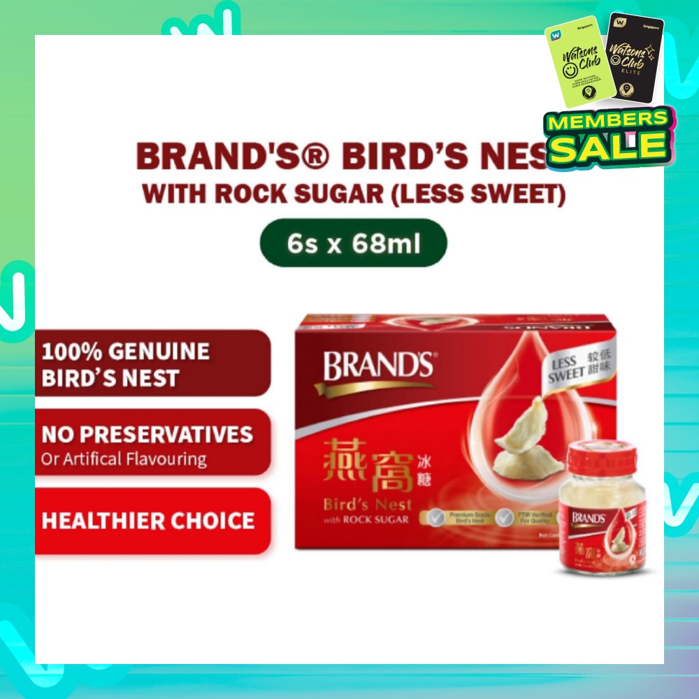 Bird’s Nest with Rock Sugar Less Sweet (Made from 100% Genuine Bird's Nest with No Preservatives) 68ml x 6s