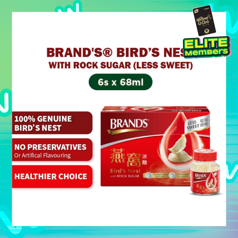 Bird’s Nest with Rock Sugar Less Sweet (Made from 100% Genuine Bird's Nest with No Preservatives) 68ml x 6s
