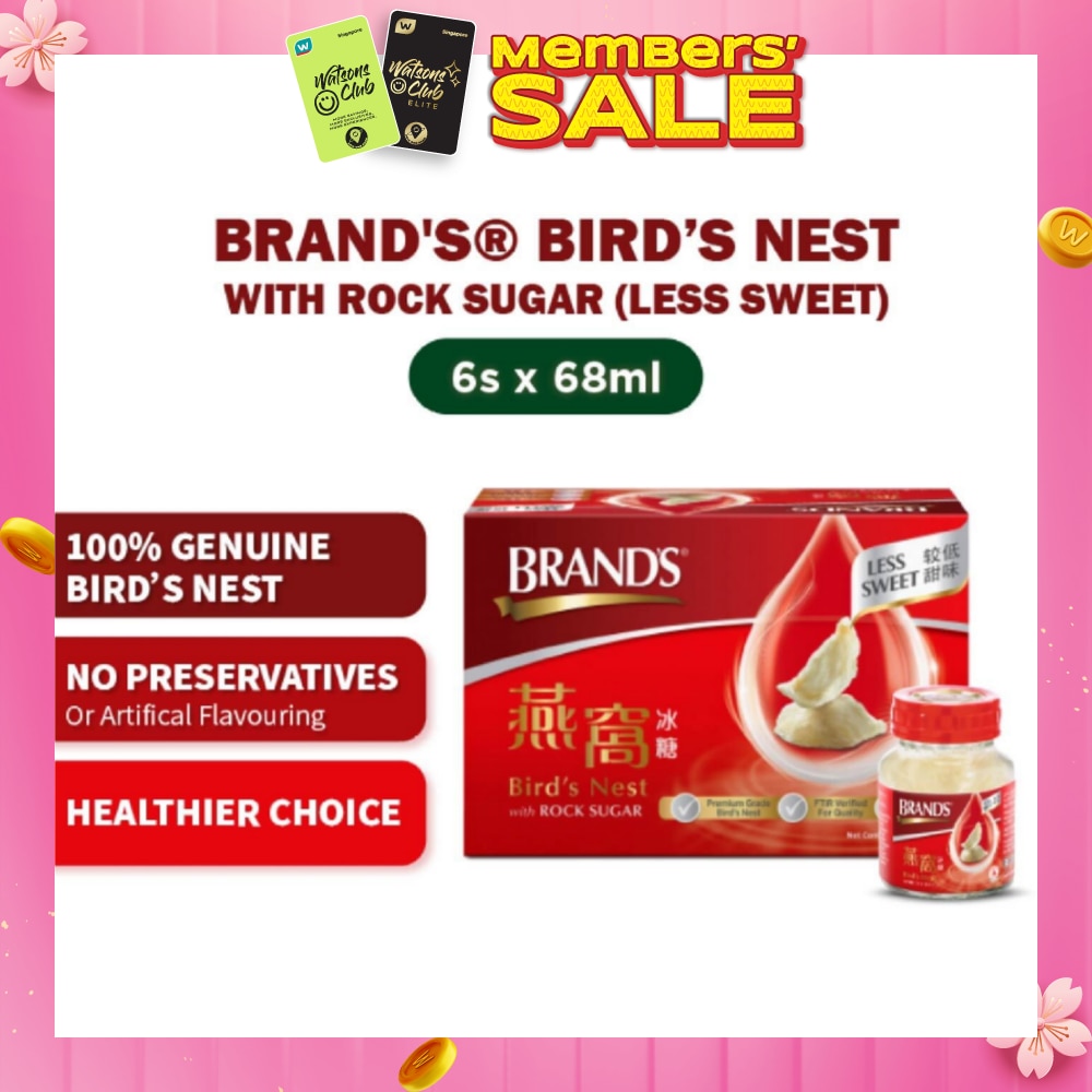 Bird’s Nest with Rock Sugar Less Sweet (Made from 100% Genuine Bird's Nest with No Preservatives) 68ml x 6s