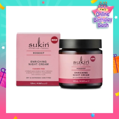 SUKIN Rosehip Enriching Night Cream (For Dry & Distressed Skin) 120ml