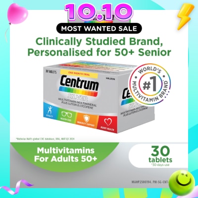 CENTRUM Silver Multivitamin Multimineral Tablet for Adults 50+ (Plus Latein & Lycopene) 30s (Expiry: Jul`2027) image