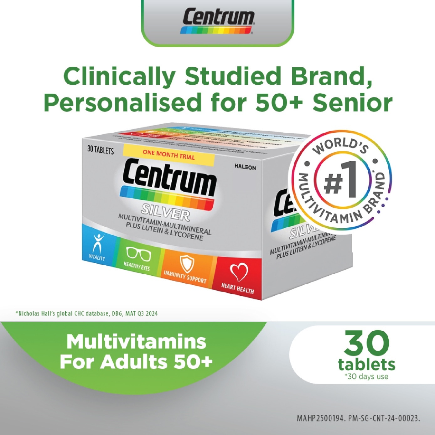 Silver Multivitamin-Multimineral Tablet for Adults 50+ (Plus Latein & Lycopene) 30s