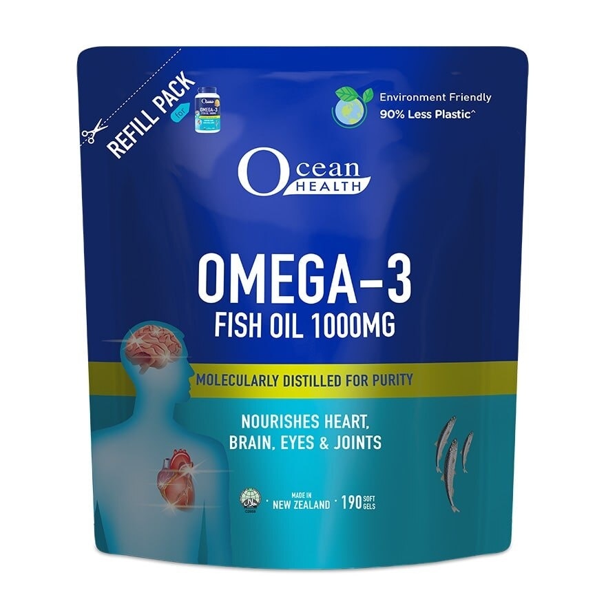 Omega-3 Fish Oil Softgel 1000mg Refill Pack (For Heart, Brain, Eyes & Joints + Halal) 190s