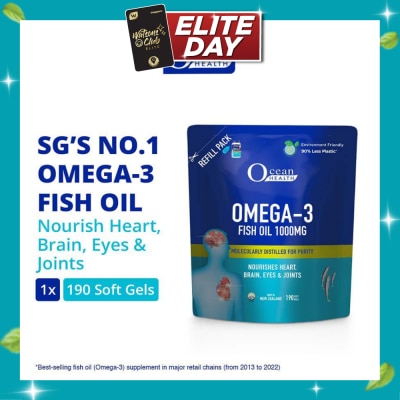 OCEAN HEALTH Omega 3 Fish Oil Softgel 1000mg Refill Pack (For Heart, Brain, Eyes & Joints + Halal) 190s image