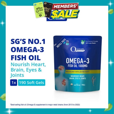 OCEAN HEALTH Omega 3 Fish Oil Softgel 1000mg Refill Pack (For Heart, Brain, Eyes & Joints + Halal) 190s image