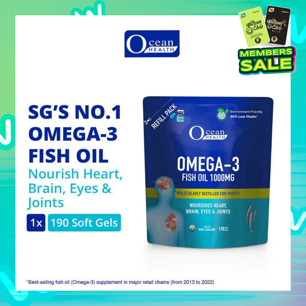 Omega-3 Fish Oil Softgel 1000mg Refill Pack (For Heart, Brain, Eyes & Joints + Halal) 190s