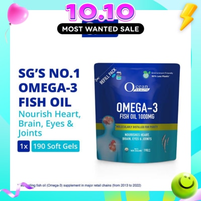 OCEAN HEALTH Omega 3 Fish Oil Softgel 1000mg Refill Pack (For Heart, Brain, Eyes & Joints + Halal) 190s image