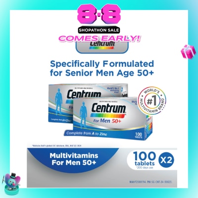 CENTRUM - Multivitamin For Men 50+ Twin Packset Tablet 100s x 2 Bottle