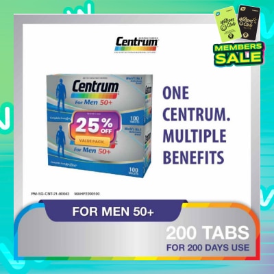 CENTRUM Multivitamin For Men 50+ Twin Packset Tablet 100s x 2 Bottle