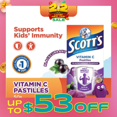 SCOTT'S Vitamin C Pastilles Blackcurrant Flavour (For Daily Immunity Support) 100g&nbsp;(Expiry: Aug`2026)