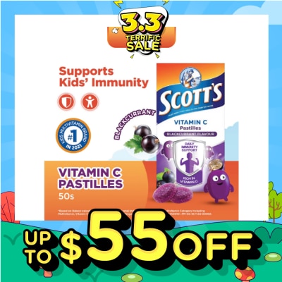 SCOTT'S Vitamin C Pastilles Blackcurrant Flavour (For Daily Immunity Support) 100g&nbsp;(Expiry: Aug`2026)