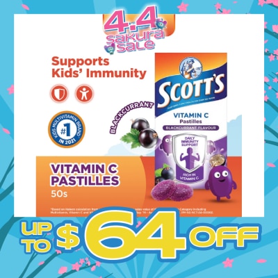SCOTT'S - Vitamin C Pastilles Blackcurrant Flavour (For Daily Immunity Support) 100g&nbsp;(Expiry: Aug`2026)