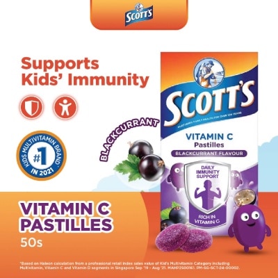 SCOTT'S Vitamin C Pastilles Blackcurrant Flavour (For Daily Immunity Support) 100g (Expiry: Aug`2026)