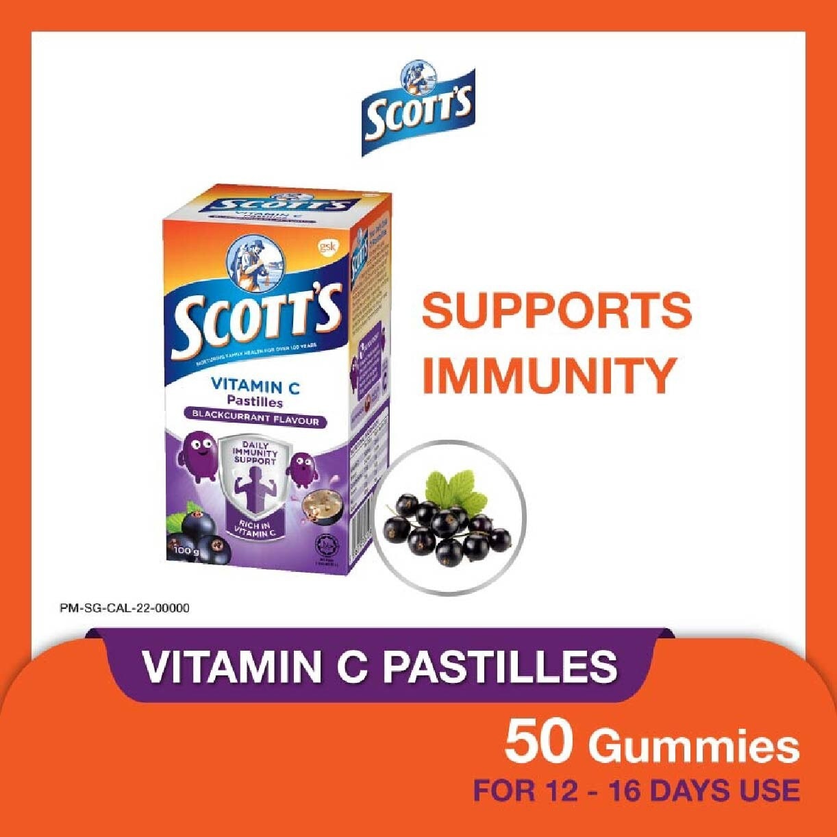 Vitamin C Pastilles Blackcurrant Flavour (For Daily Immunity Support) 100g