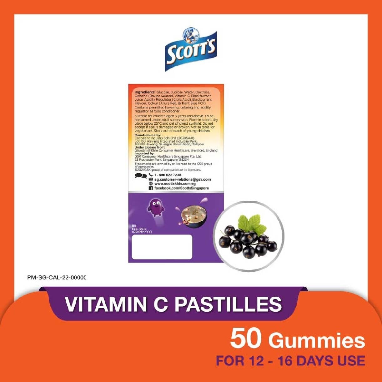 Vitamin C Pastilles Blackcurrant Flavour (For Daily Immunity Support) 100g