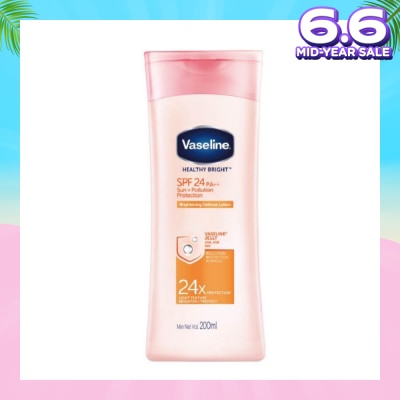 VASELINE Healthy Bright SPF24 PA++ Sun + Pollution Protection Brightening Defence Lotion (For Healthier Brighter Skin Help Heal Dull Damaged Skin) 200ml
