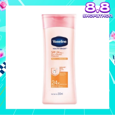 VASELINE Healthy Bright SPF24 PA++ Sun + Pollution Protection Brightening Defence Lotion (For Healthier Brighter Skin Help Heal Dull Damaged Skin) 200ml