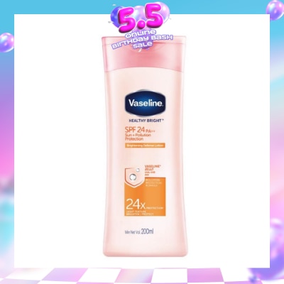 VASELINE - Healthy Bright SPF24 PA++ Sun + Pollution Protection Brightening Defence Lotion (For Healthier Brighter Skin Help Heal Dull Damaged Skin) 200ml (Expiry: Jun`2026)