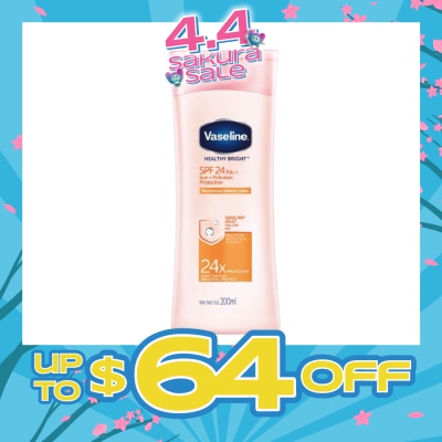 VASELINE - Healthy Bright SPF24 PA++ Sun + Pollution Protection Brightening Defence Lotion (For Healthier Brighter Skin Help Heal Dull Damaged Skin) 200ml (Expiry: Jun`2026)