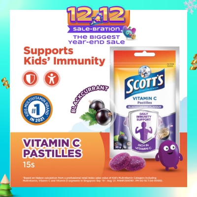 SCOTT'S Vitamin C Pastilles Blackcurrant Flavour 30g (Expiry: Jul`2026)