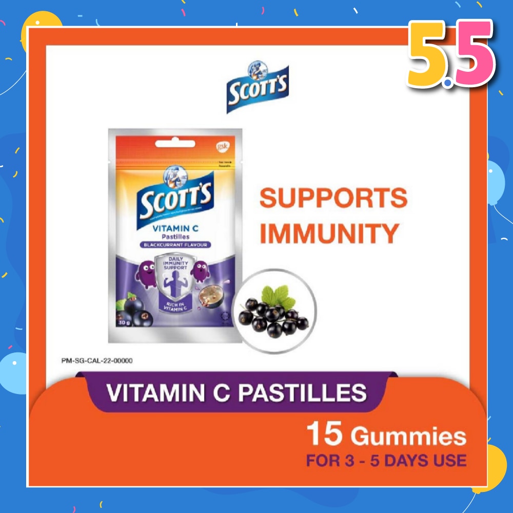 Vitamin C Pastilles Blackcurrant Flavour (For Daily Immunity Support) 30g