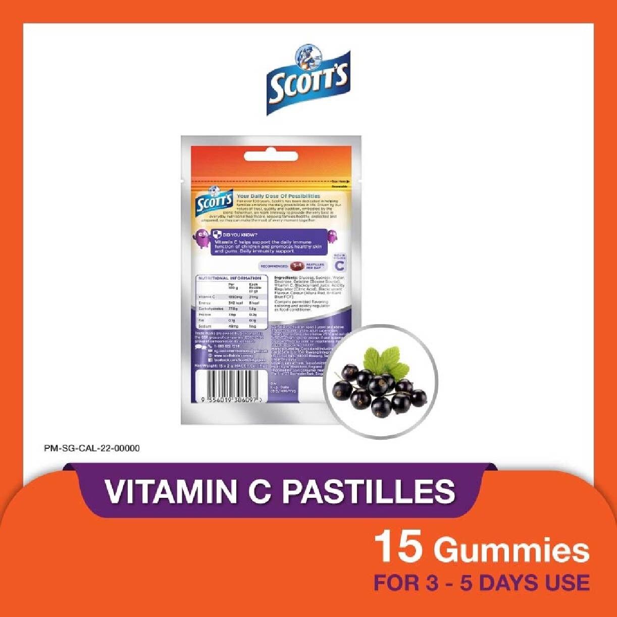 Vitamin C Pastilles Blackcurrant Flavour (For Daily Immunity Support) 30g