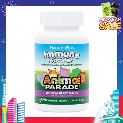 NATURE'S PLUS Animal Parade Kids Immune Booster Chewables Natural Tropical Berry Flavour 90s
