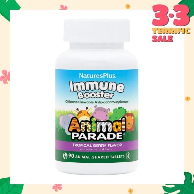 NATURE'S PLUS Animal Parade Kids Immune Booster Chewables Natural Tropical Berry Flavour 90s