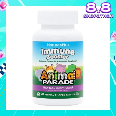 NATURE'S PLUS Animal Parade Kids Immune Booster Chewables Natural Tropical Berry Flavour 90s