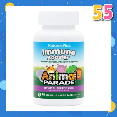 NATURE'S PLUS Animal Parade Kids Immune Booster Chewables Natural Tropical Berry Flavour 90s