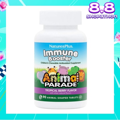 NATURE'S PLUS Animal Parade Kids Immune Booster Chewables Natural Tropical Berry Flavour 90s