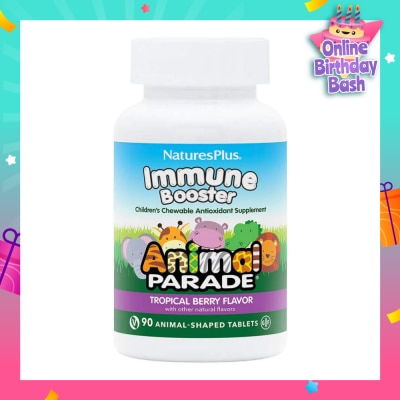 NATURE'S PLUS Animal Parade Kids Immune Booster Chewables Natural Tropical Berry Flavour 90s