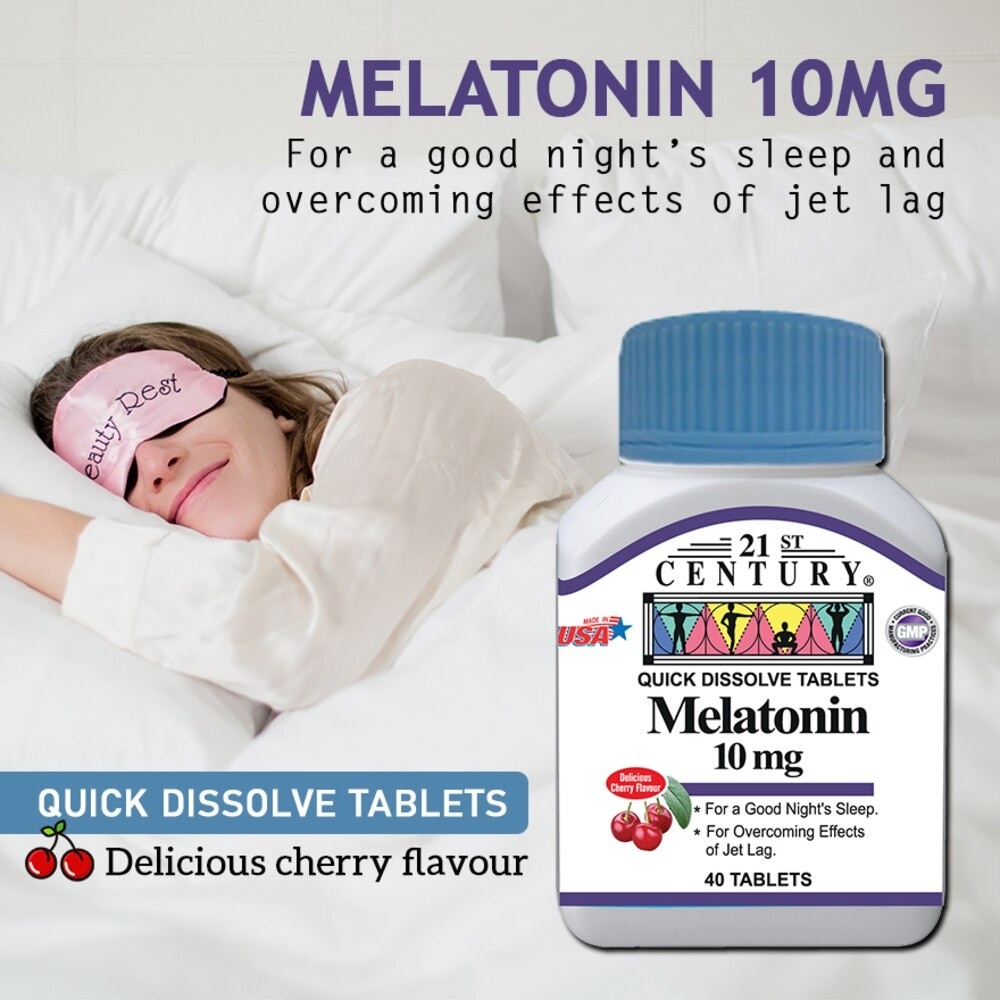 Melatonin Quick Dissolve Tablets Cherry Flavour (For Overcoming Effects of Jet Lag & Good Night Sleep) 10mg 40s