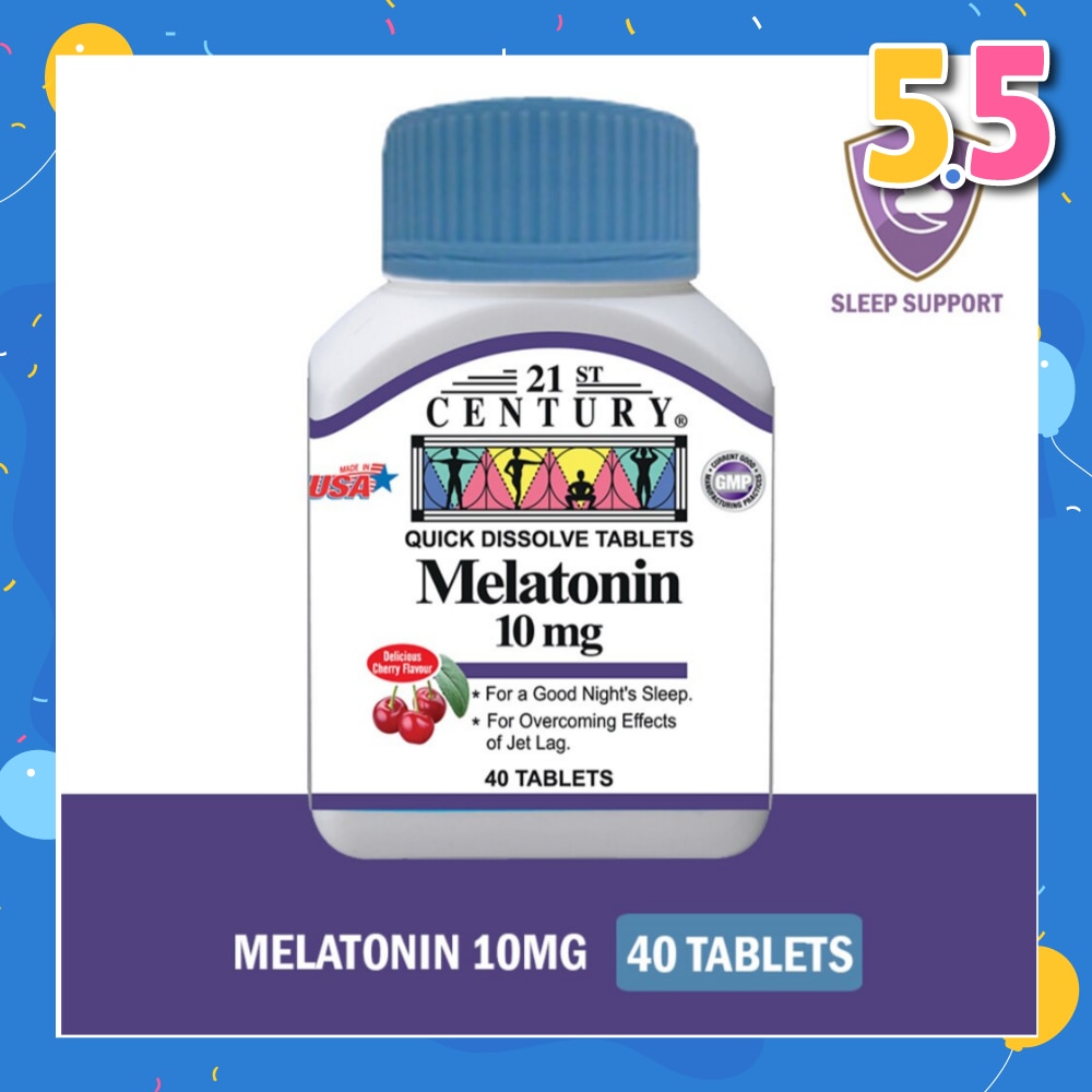 Melatonin Quick Dissolve Tablets Cherry Flavour (For Overcoming Effects of Jet Lag & Good Night Sleep) 10mg 40s