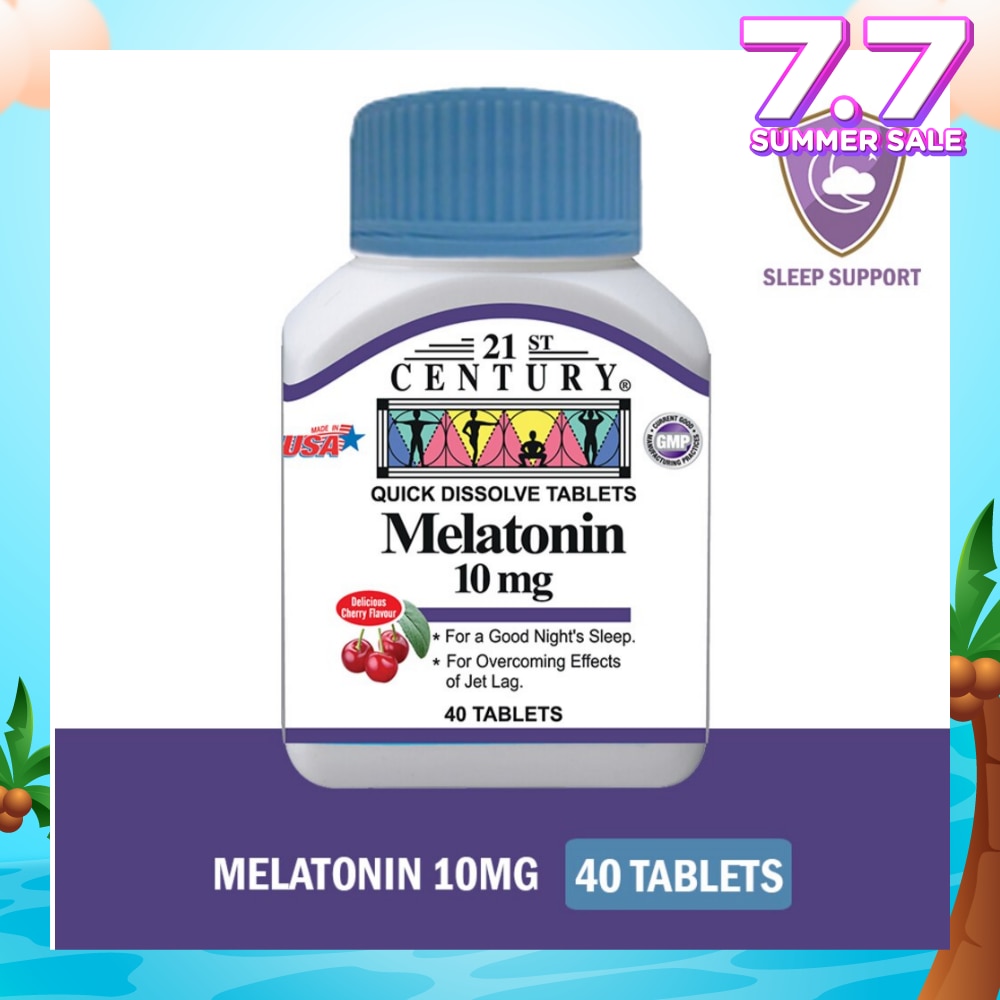 Melatonin Quick Dissolve Tablets Cherry Flavour (For Overcoming Effects of Jet Lag & Good Night Sleep) 10mg 40s