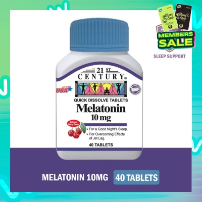 21ST CENTURY Melatonin Quick Dissolve Tablets Cherry Flavour (For Overcoming Effects of Jet Lag & Good Night Sleep) 10mg 40s