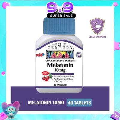 21ST CENTURY - Melatonin Quick Dissolve Tablets Cherry Flavour (For Overcoming Effects of Jet Lag & Good Night Sleep) 10mg 40s image