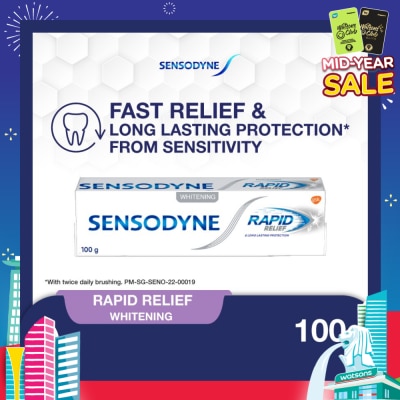 SENSODYNE Sensitive Teeth Oral Care Toothpaste Rapid Relief Whitening (Dental Sensitivity Relief) 100g