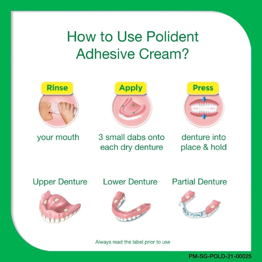 3D Hold Flavour Free Denture Adhesive Cream (Up To 12 Hours Strong Hold) 60g