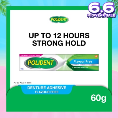 POLIDENT 3D Hold Flavour Free Denture Adhesive Cream (Up To 12 Hours Strong Hold) 60g