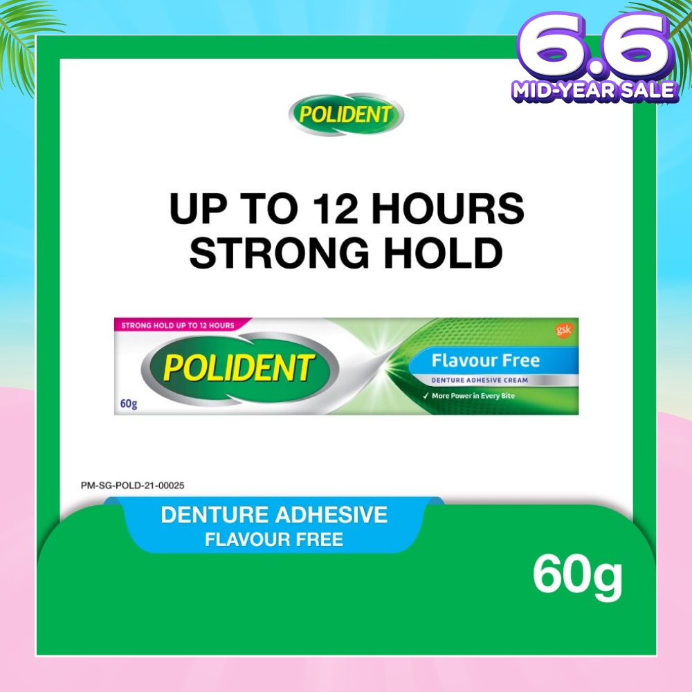 3D Hold Flavour Free Denture Adhesive Cream (Up To 12 Hours Strong Hold) 60g