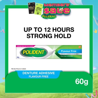 POLIDENT - 3D Hold Flavour Free Denture Adhesive Cream (Up To 12 Hours Strong Hold) 60g